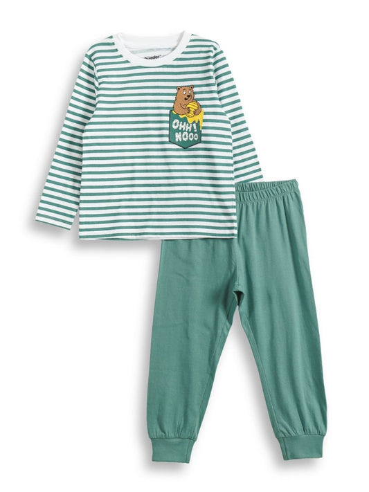 Green Stripe Boys Jogger Pajama Set - Huggler