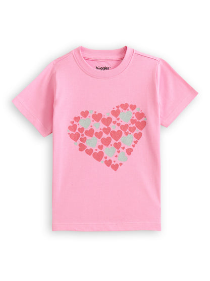 Glitter Heart Girls T Shirt