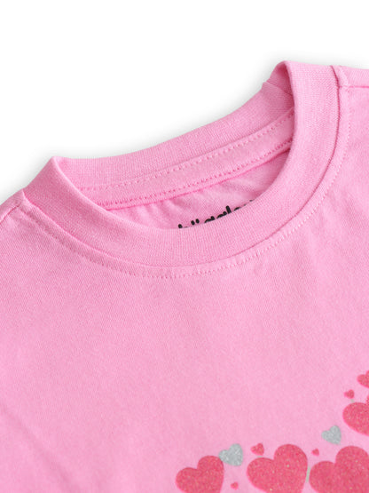 Glitter Heart Girls T Shirt