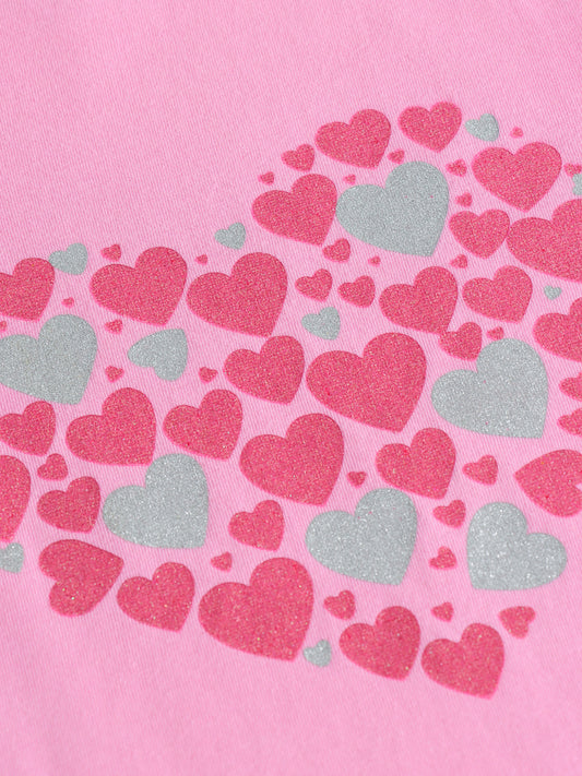 Glitter Heart Girls T Shirt