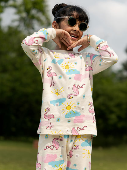 Flamingo Vibes Girls Pajama Set.