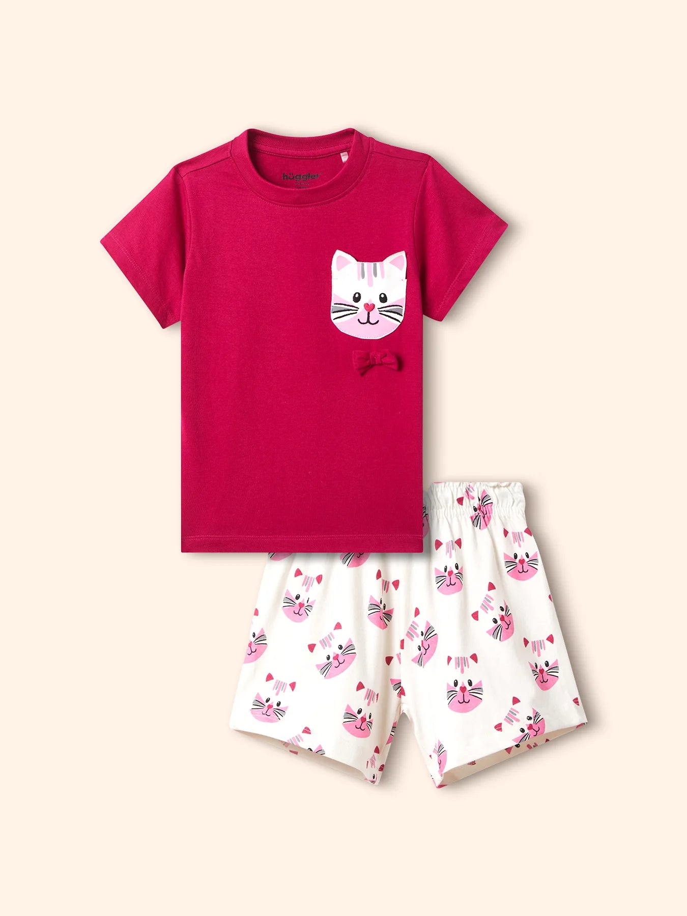 Cat Pocket Girls Shorts Set