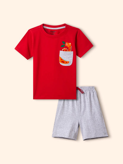 Dino Pocket  Boys Shorts Set