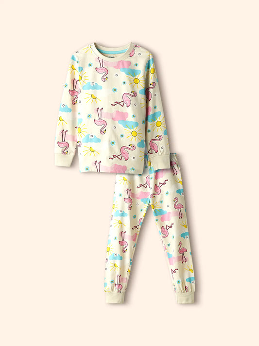 Flamingo Vibes Girls Pajama Set.