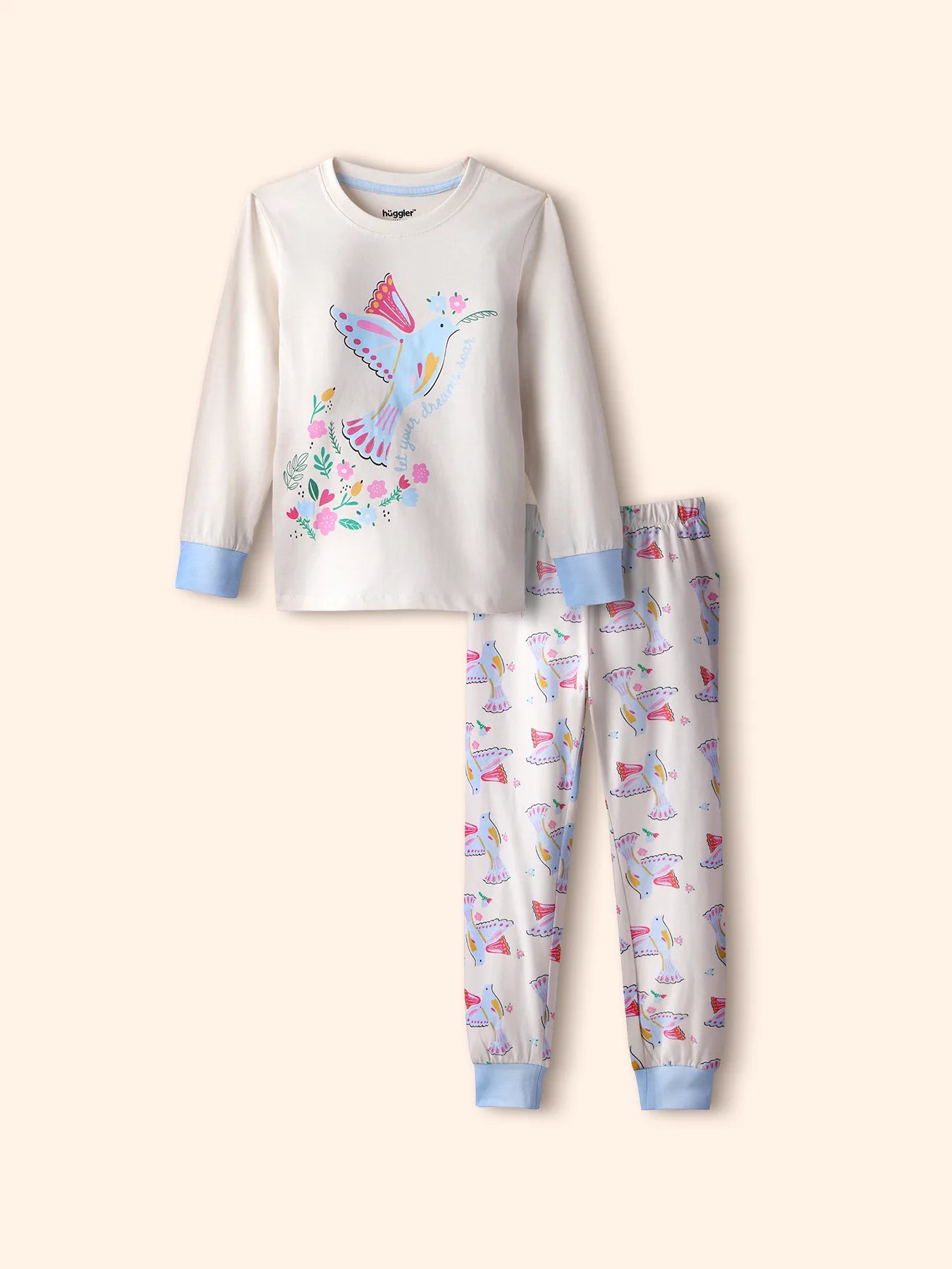 Floral Bird Girls Pajama Set.