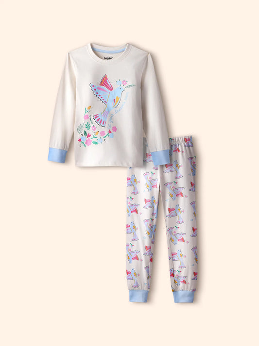 Floral Bird Girls Pajama Set.