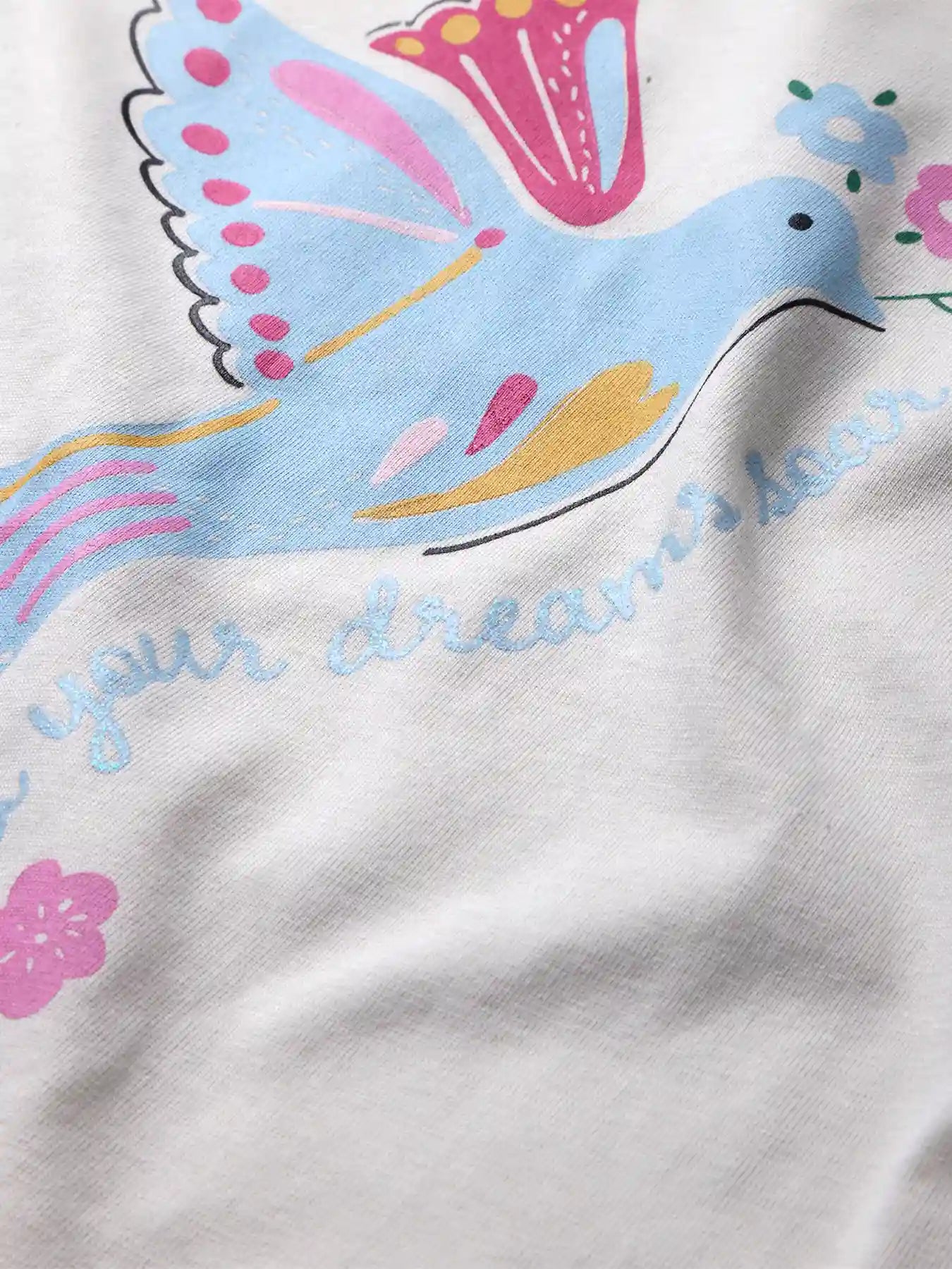 Floral Bird Girls Pajama Set.