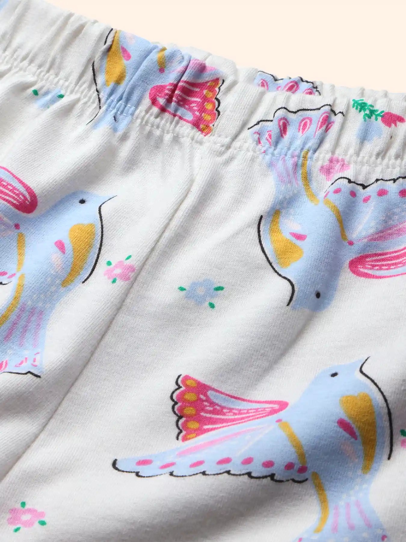 Floral Bird Girls Pajama Set.