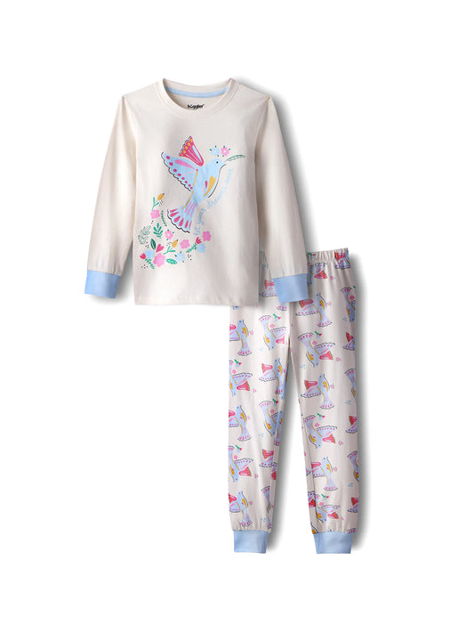 Floral Bird Girls Pajama Set