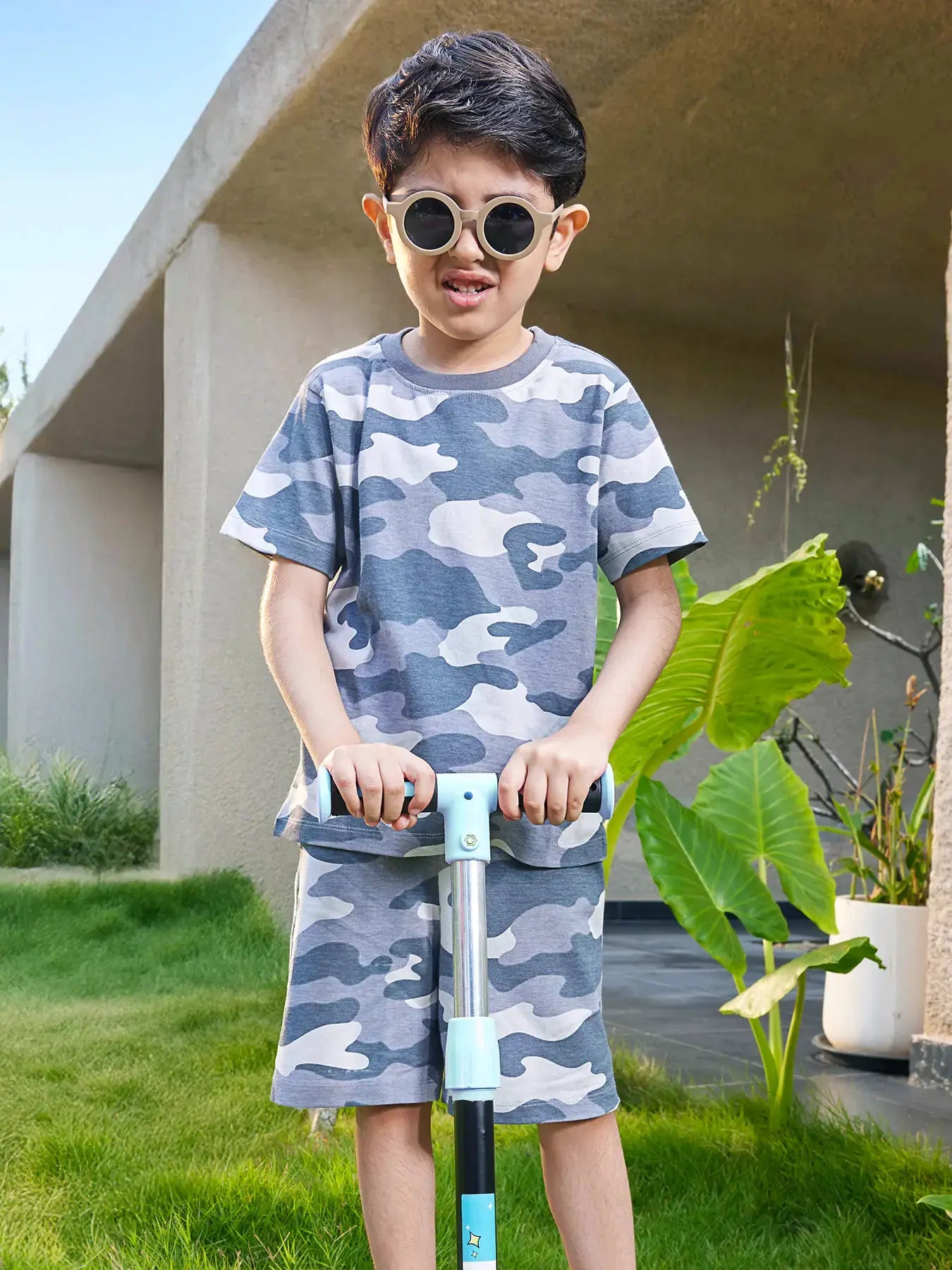 Gray Camo  Boys Shorts Set