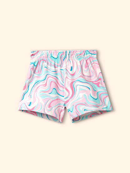 Marble Print Girls Shorts Set