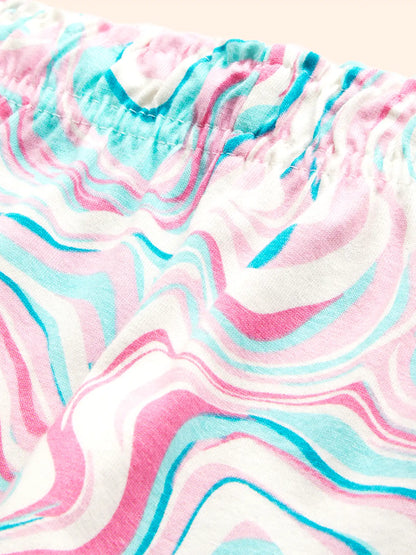 Marble Print Girls Shorts Set