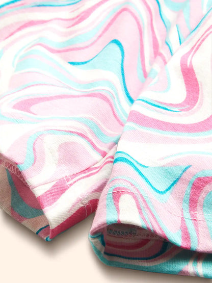 Marble Print Girls Shorts Set