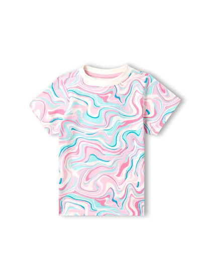 Marble Print Girls Shorts Set