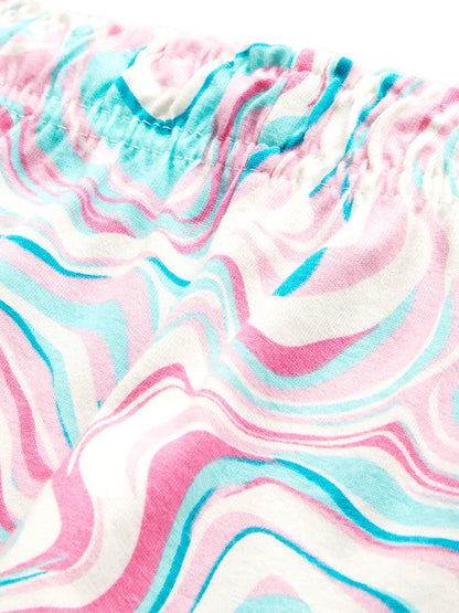 Marble Print Girls Shorts Set