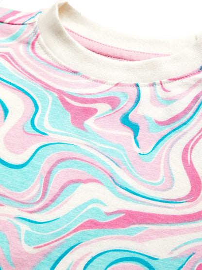 Marble Print Girls Shorts Set