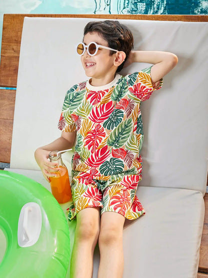 Palm Leaves  Boys Shorts Set