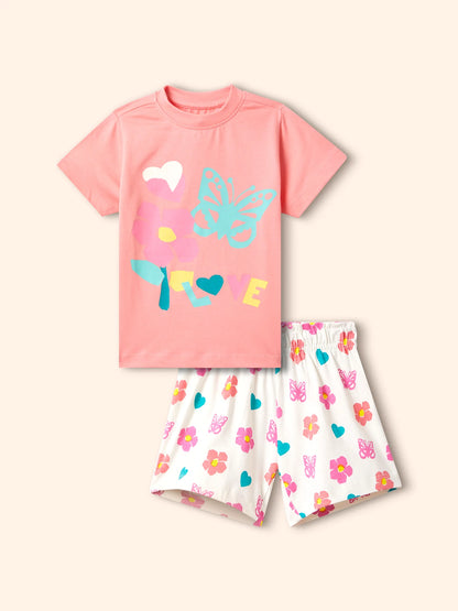 Paper Cut Love Girls Shorts Set