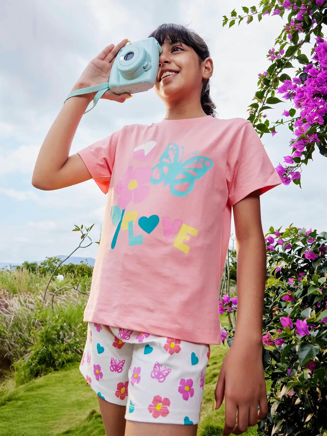 Paper Cut Love Girls Shorts Set