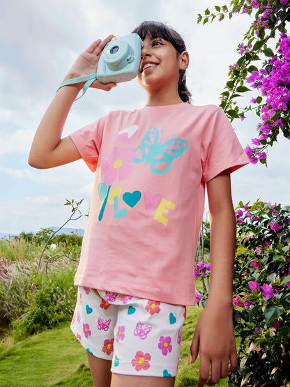 Paper Cut Love Girls Shorts Set