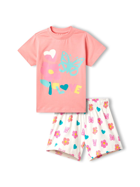 Paper Cut Love Girls Shorts Set