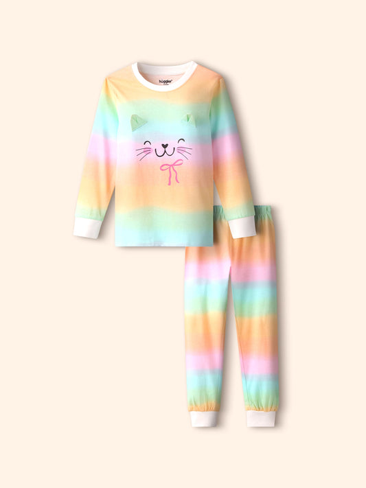 Rainbow Cat Girls Pajama Set.