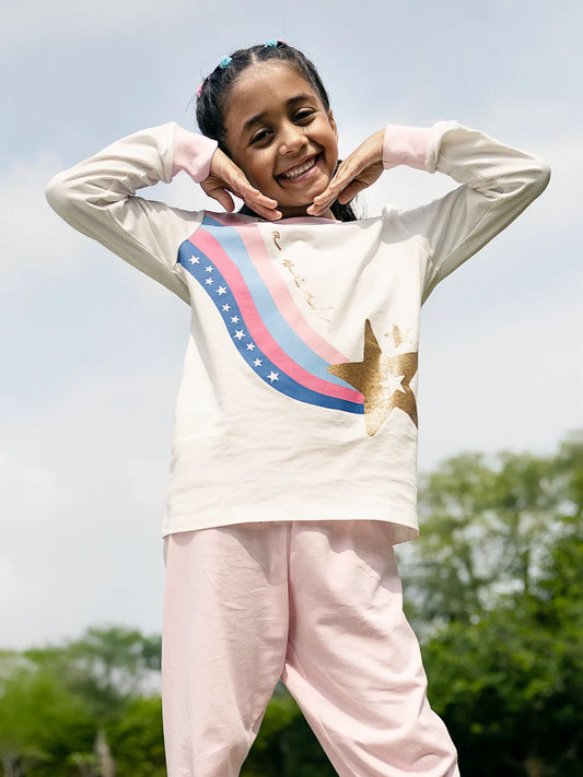Rainbow Star Girls Pajama Set.
