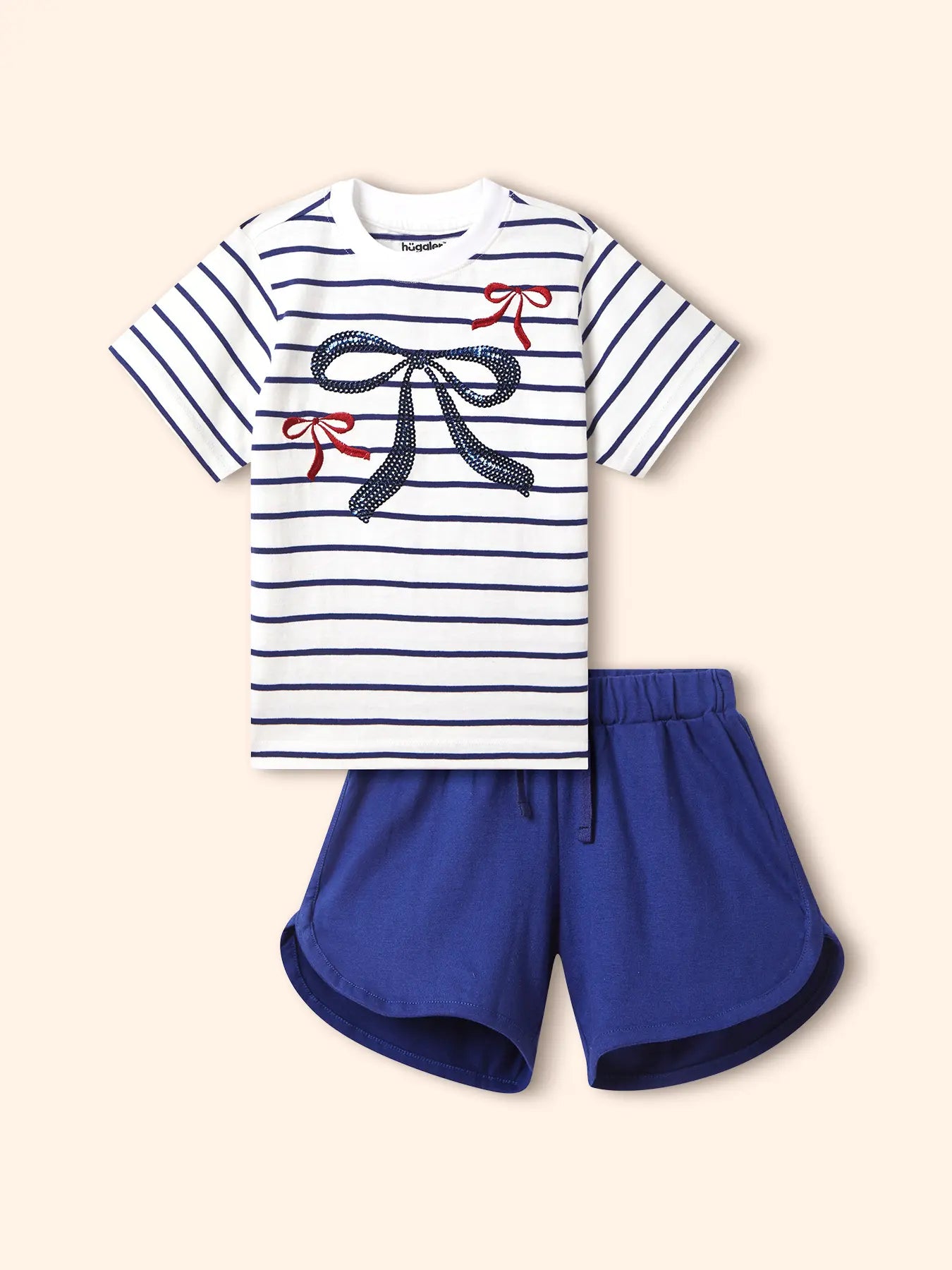 Sequin Bow Girls Shorts Set