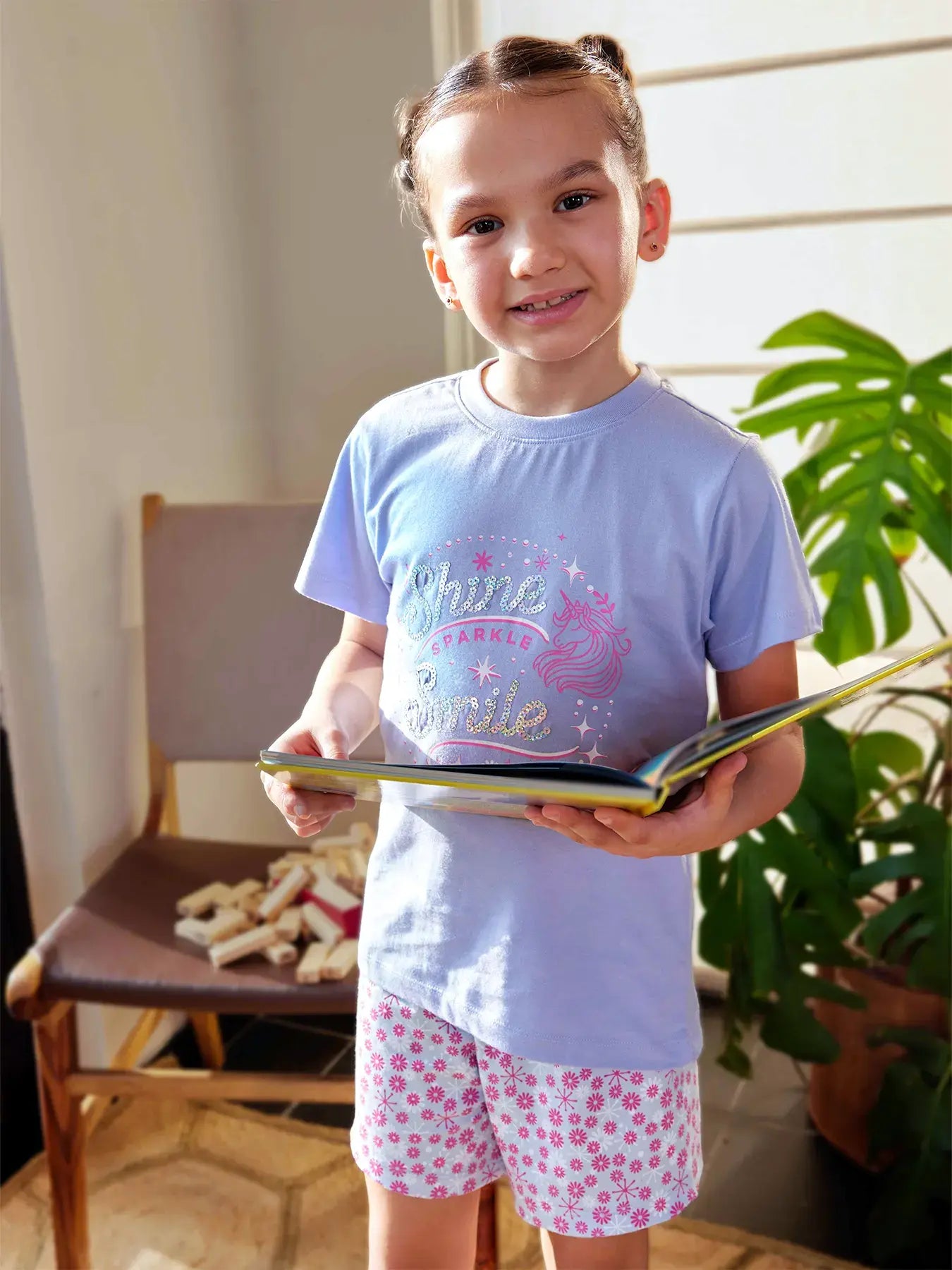 Shine & Smile Girls Shorts Set