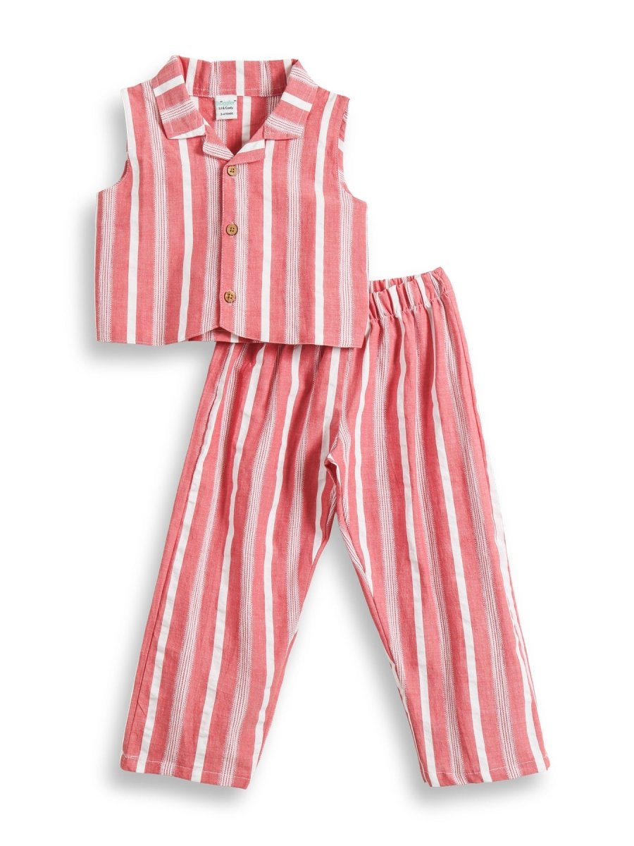 Candy Stripe Girls Woven Co - ord Set - Huggler