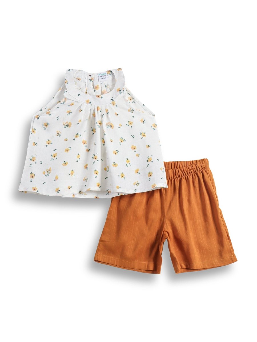 Daisy Rust Girls Shorts Set - Huggler