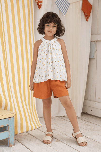 Daisy Rust Girls Shorts Set - Huggler