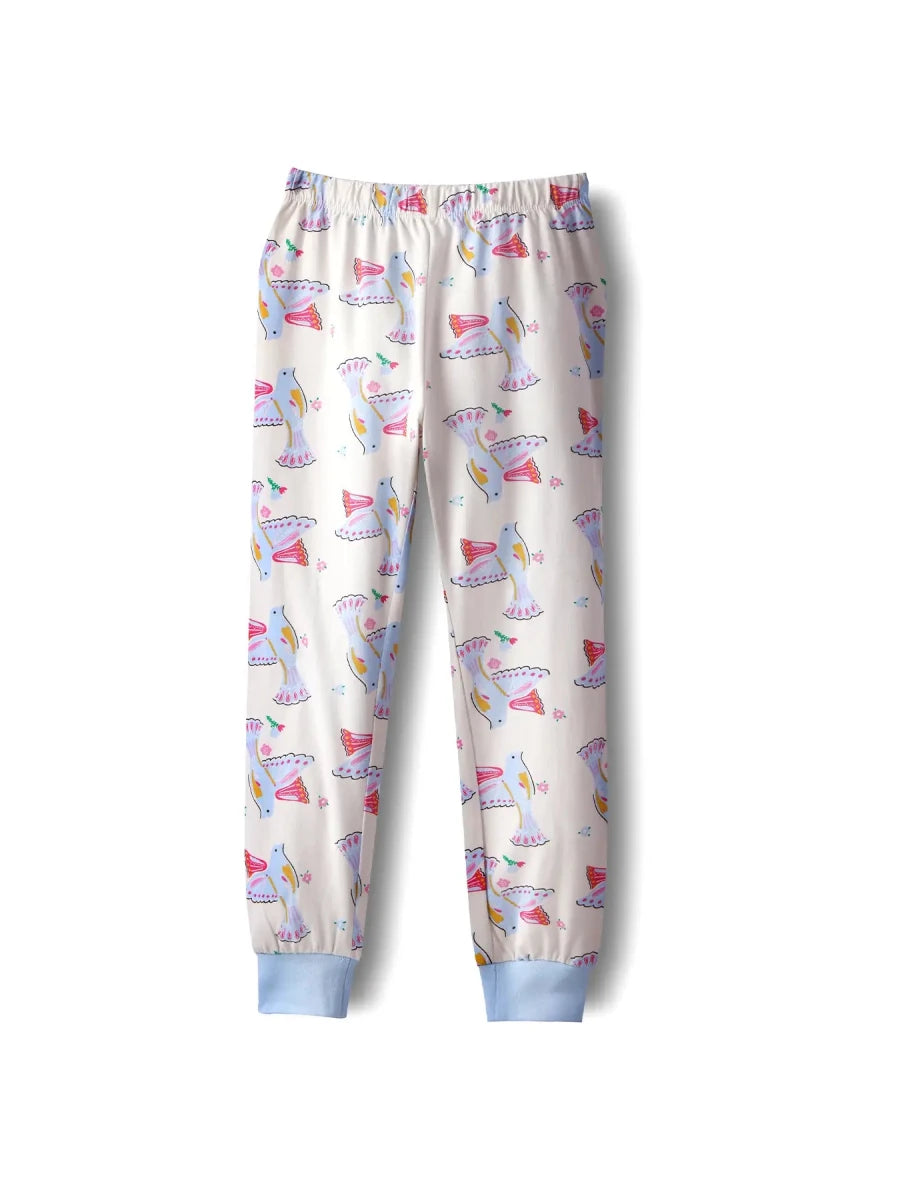 Floral Bird Girls Pajama Set - Huggler