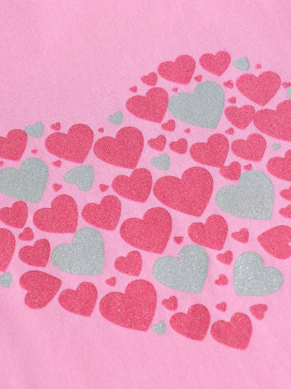 Glitter Heart Girls T Shirt - Huggler