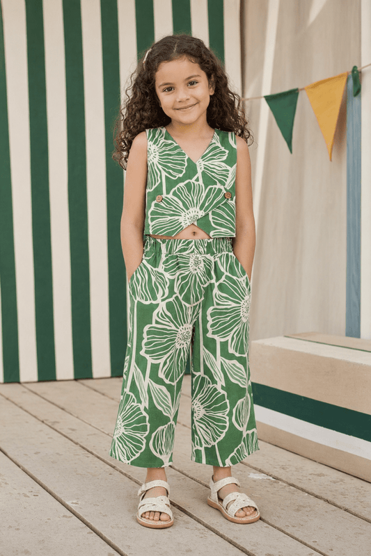 Green Garden Girls Woven Co - ord Set - Huggler