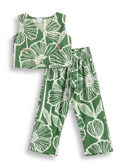 Green Garden Girls Woven Co - ord Set - Huggler