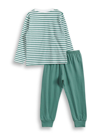 Green Stripe Boys Jogger Pajama Set - Huggler