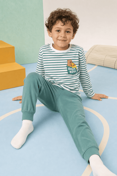 Green Stripe Boys Jogger Pajama Set