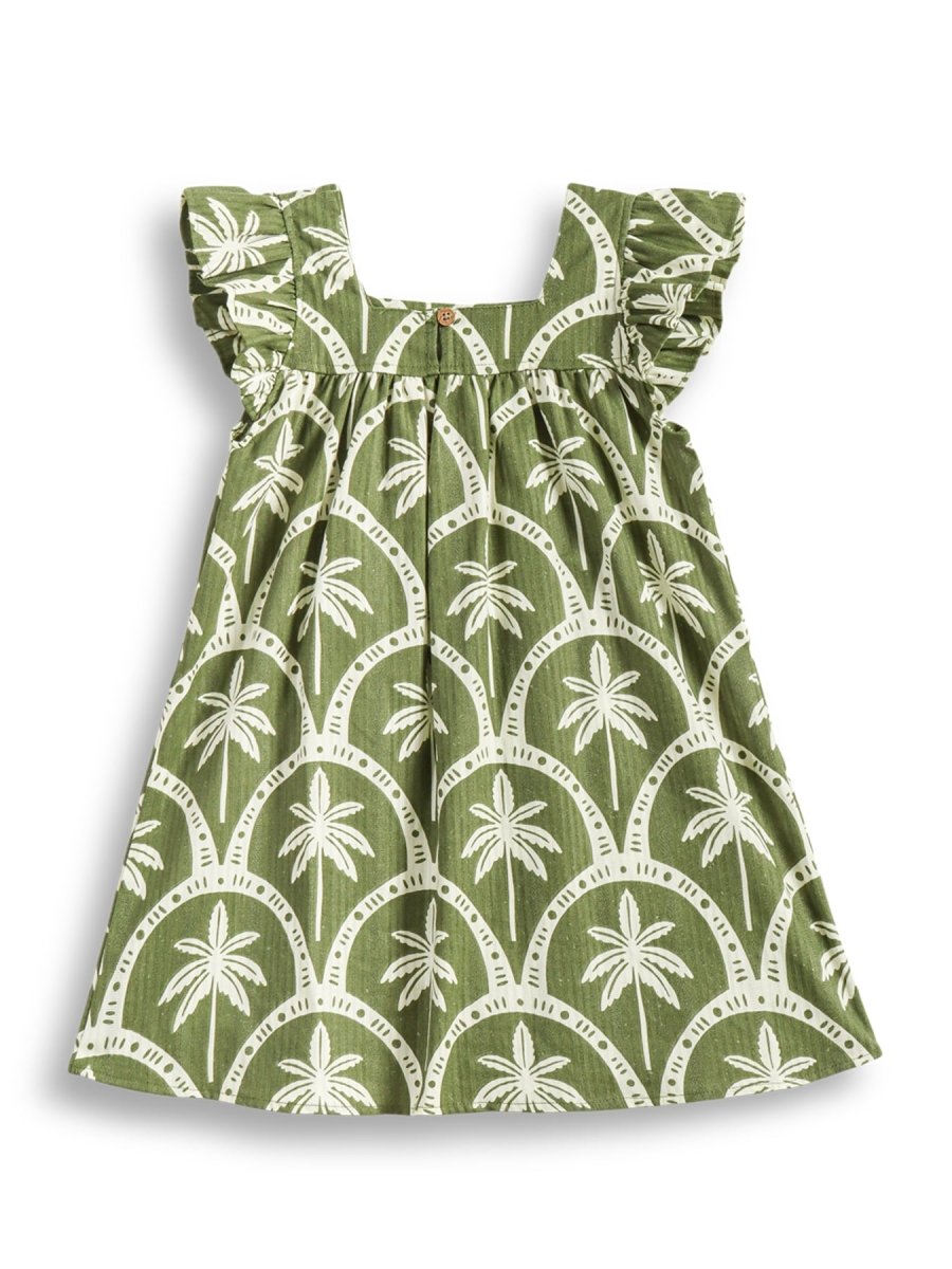 Olive Palm Girls Woven Dress - Huggler