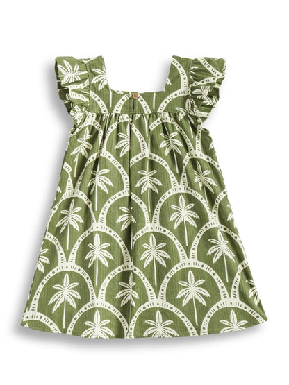 Olive Palm Girls Woven Dress - Huggler