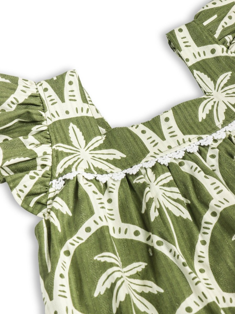 Olive Palm Girls Woven Dress - Huggler