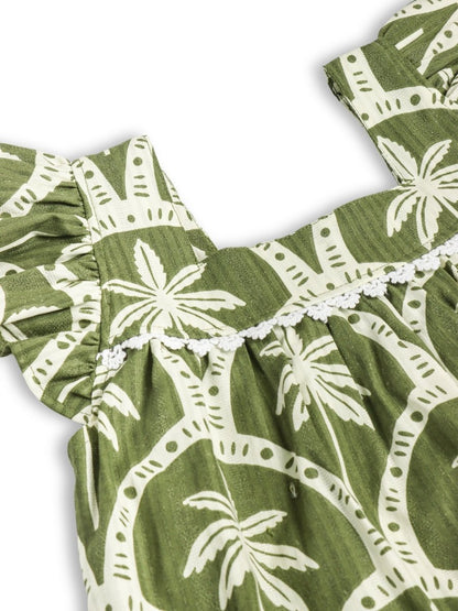 Olive Palm Girls Woven Dress - Huggler