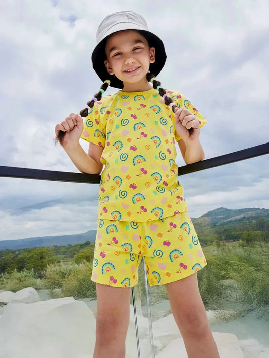 Rainbow Cherry Girls Shorts Set - Huggler
