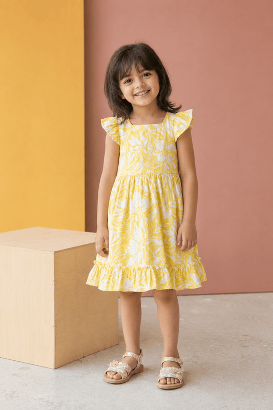Sunbeam Leaf Girls Woven Dress - Huggler